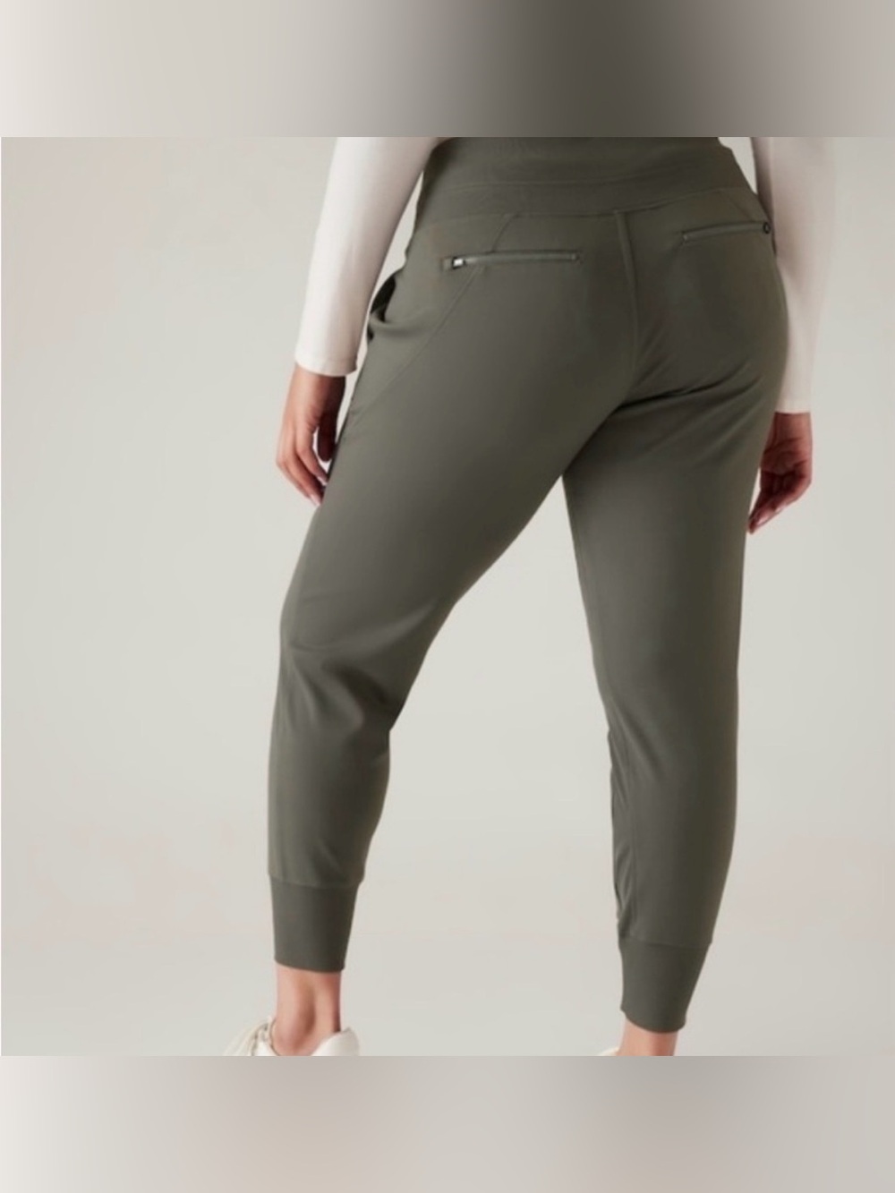 Athleta Women’s High Waist Venice Joggers in Gray Large Petite Zipper Pockets - Picture 4 of 16